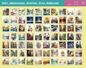 200+ Printable watercolor Art Prints for Home Decor - Eclectic Gallery Set - MEGA BUNDLE 200+ Art Prints Set - Eclectic Gallery Wall Decor