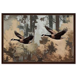 Gänse im Flug - Leinwand gerahmt: Natur, Cottagecore Bild