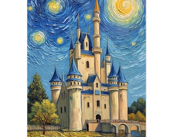 ゴッホにインスパイアされた城の版画：ポスト印象派のジクレー版画による壁アート