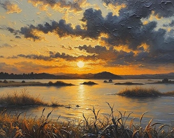 Samsung Frame TV Art: Early Morning Lake Landscape (Digital Download)
