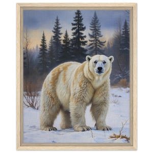 Polar Bear Wall Art, Framed Canvas Print, Animal Art, Home Decor, Nature Artwork, Gift for Animal Lovers, Polar Bear Decor