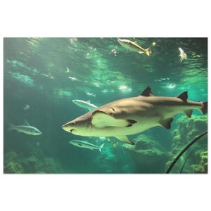 Shark In The Water - Aquatic Giclée Print - Marine Life Art - Shark Wall Decor - Ocean Life Art - Fish Art