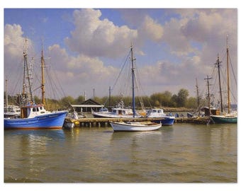 “Küsten-Carolina Garnelen Boote” Kunstdruck: Giclée Nautisches Dekor