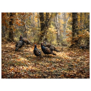Rafter of Wild Turkeys Portrait, Fall Art Print, Wildlife Wall Art, Rustic Decor, Turkey Art, Harvest Decor, Nature Print