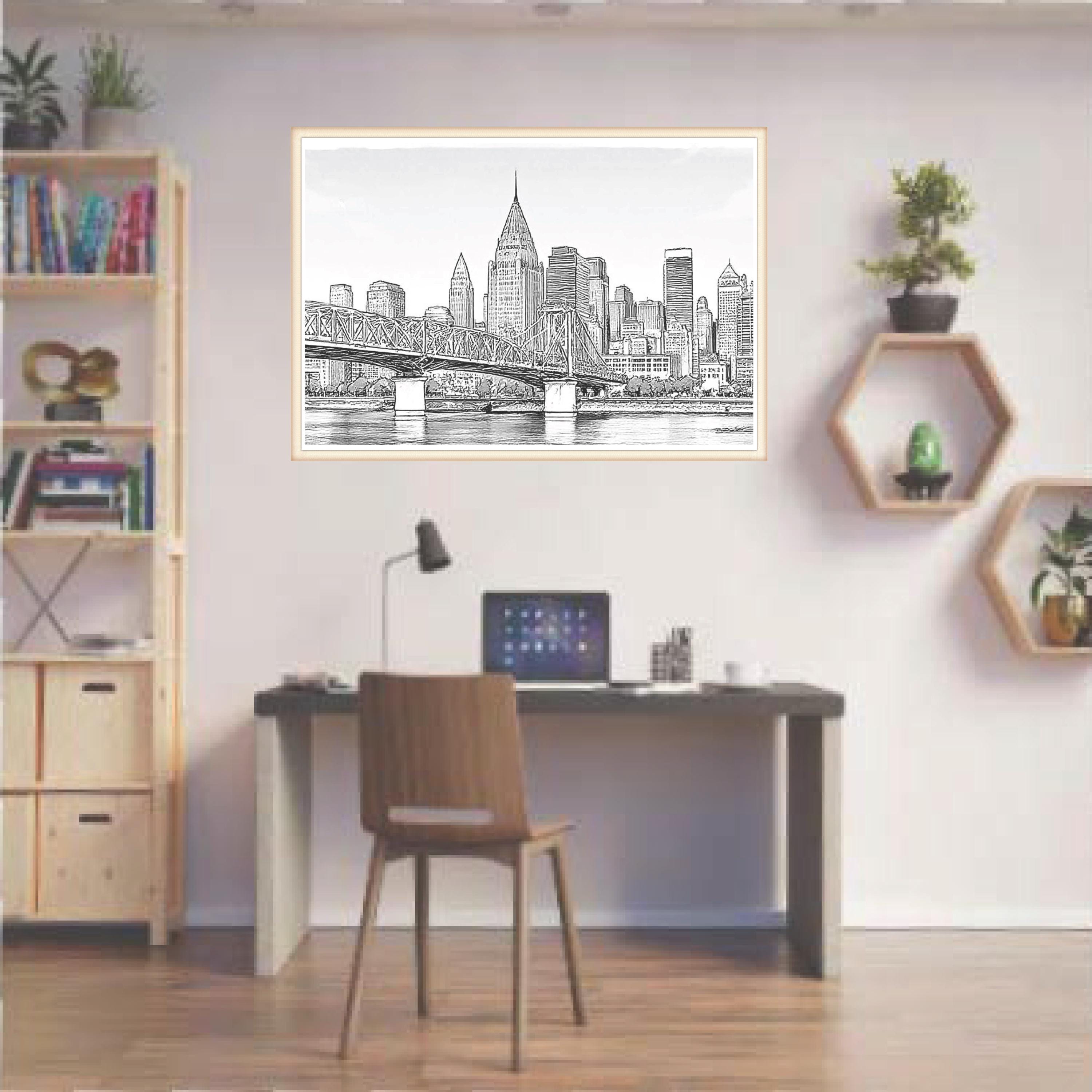 Cincinnati Skyline Art Print: Pen and Ink Giclée, Urban Home Decor (28 ...
