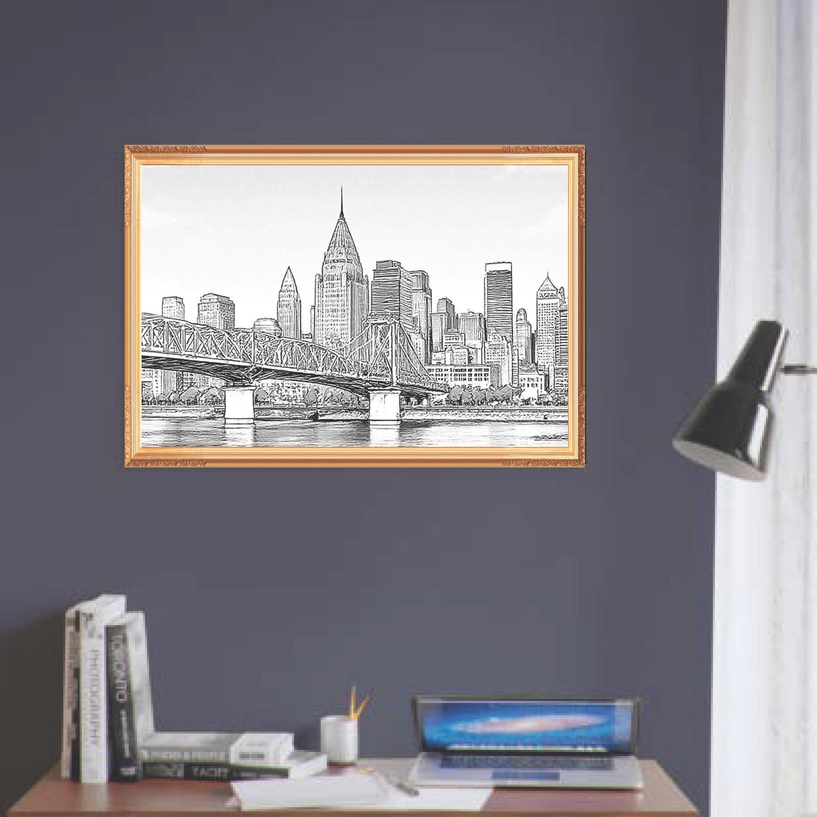Cincinnati Skyline Art Print: Pen and Ink Giclée, Urban Home Decor (28 ...