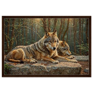 Framed Wolf Portrait: Wildlife Art Print, Eco-Friendly Home Decor