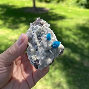 Rare Deep Blue Cavansite and Mica Crystal