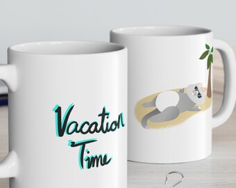 Vacation Time Ceramic Cat Mug 11oz