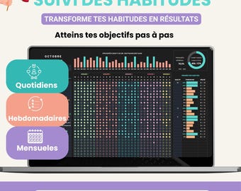Suivi des Habitudes Habit Tracker Googlesheets Franse Planificateur Quotidien Hebdomadaire Mensuel Routine Quotidienne Suivi des Objectifs