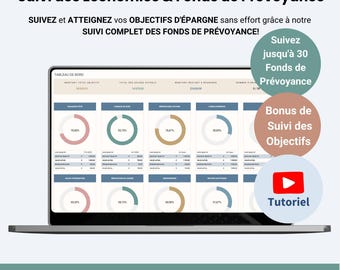 Tracker Epargne Suivi d épargne Planificateur Tracker de Fonds de Prévoyance Suivi des économies Fonds de Precaucion Organisateur de Budget