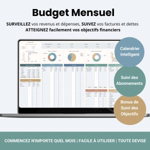 Presupuesto Mensuel Planificador de presupuestos Francais Hoja de cálculo de presupuesto mensual en francés Planificateur Budget Tracker Epargne Calendrier Mensuel Français