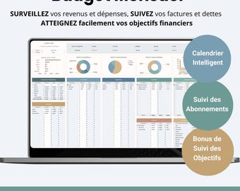 Budget Mensuel Budget Planner Francais Planilha de orçamento mensal em francês Planificateur Budget Tracker Epargne Calendrier Mensuel Français