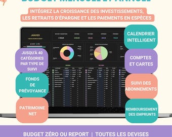 Budget Mensuel Annuel Français Calendrier Google Sheet Classeur Budget Planner Francais Suivi Budget Googlesheets Planificateur Budgtaire