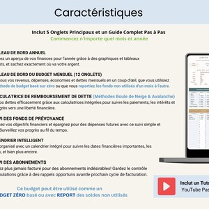 Budget Mensuel Annuel Budget Planner Francais Tableur Budget Mensuel Francais Planificateur Budget Feuilles Budgétaire Français French Suivi Budget Mensuel Tableau de budget mensuel, budgétisation basée sur zéro ainsi que pour le budget avec report