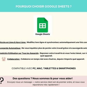 Tableau de bord du Budget Mensuel et Annuel en français, affiché sur un ordinateur portable avec graphiques et diagrammes colorés. Le modèle inclut jusqu’à 40 catégories de suivi, un calendrier intelligent, la gestion des comptes et cartes, le suivi des abonnements, le remboursement des emprunts, les fonds de prévoyance et le suivi du patrimoine net. Le bandeau indique : “Intégrez la croissance des investissements, les retraits d’épargne et les paiements en espèces”. Budget zéro ou report.