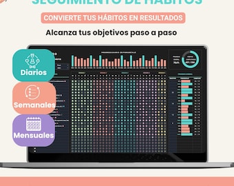 Seguimiento de Hábitos Español Tracker Hábitos Rutinas Diarias Rasteador Objectivos Organización Diaria Metas Planificador Hábitos Pantilla
