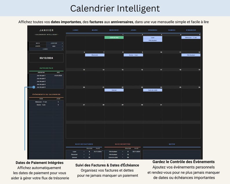 Budget Mensuel Annuel Budget Planner Francais Tableur Budget Mensuel Francais Planificateur Budget Feuilles Budgétaire Français French Suivi Budget Mensuel Tableau de budget mensuel, budgétisation basée sur zéro ainsi que pour le budget avec report
