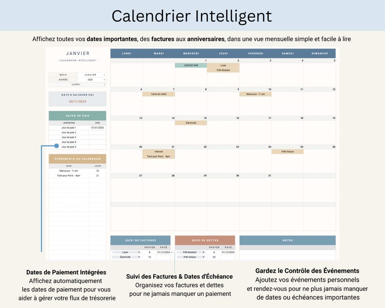 Budget Mensuel Annuel Budget Planner Francais Tableur Budget Mensuel Francais Planificateur Budget Feuilles Budgétaire Français French Suivi Budget Mensuel Tableau de budget mensuel, budgétisation basée sur zéro ainsi que pour le budget avec report