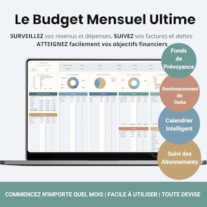 Budget Mensuel Budget Planner Francais Hoja de cálculo de presupuesto mensual en francés Planificateur Budget Tracker Epargne Calendrier Mensuel Français