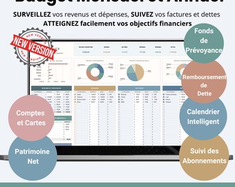 Budget Mensuel Budget Planner Francais Tableur Budget Mensuel Francais Planificateur Budget Feuilles Budgétaire Français Suivi Budget Annuel
