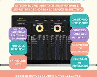 Presupuesto Mensual Español Budget Spreadsheet Spanish Seguimiento Gastos Rastreador Deudas Plantillas Ahorro Personal Presupuesto Finanzas