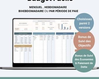 Budget Planner Francais Organisateur Hebdomadaire Semainier Budget Mensuel Français Monthly Budget Spreadsheet in French Planificateur Suivi
