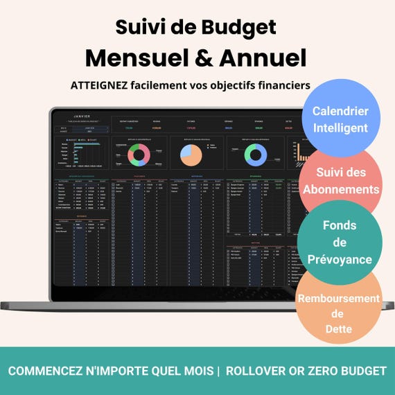 Budget Planner Francais Budget Mensuel Google Sheets Suivi Financier Planificateur Budgétaire Mensuel Feuille de Calcul Modele Budget Annuel