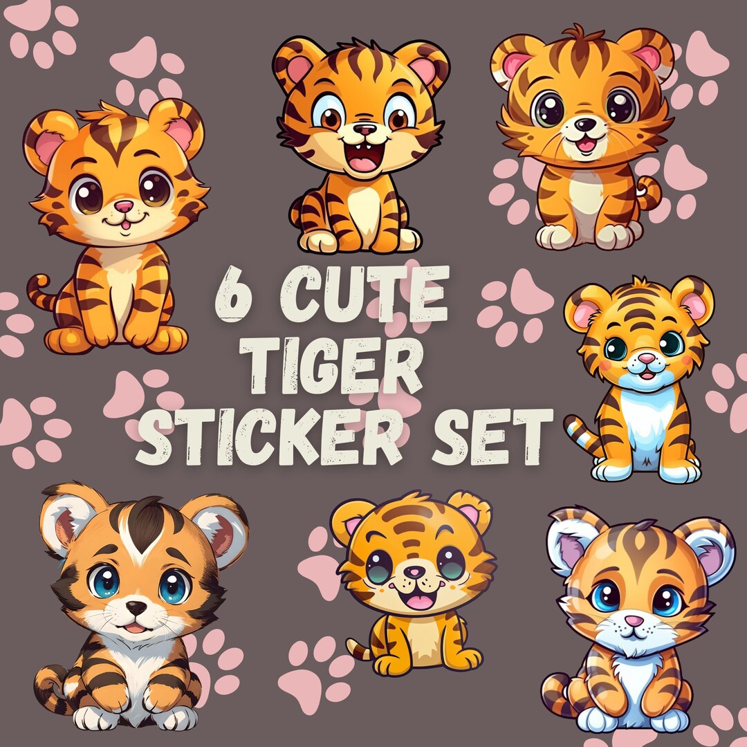 Tiger Stickers Cute Tiger Sticker Bundle Pack Sticker Water Resistant Sticker Stickers ...