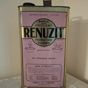 Collectible Old Metal Tin from the 1930s for Renuzit French Dry Cleaner Product