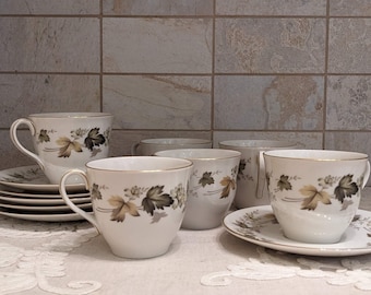 Vintage Royal Doulton Larchmont Tea Cups and Saucers (set of 6)