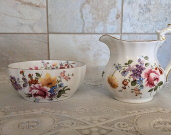 Royal Crown Derby Vintage Derby Posies Creamer and Sugar Bowl. Made in England.