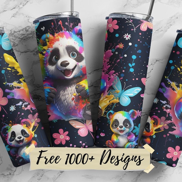 Baby Panda Tumbler Wrap, 20oz, 12oz, Skinny Straight, Panda Sublimation, Sublimation Design, Instant Digital Download, PNG, Animal, Template