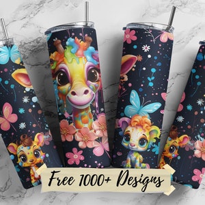 Giraffe Tumbler Wrap, 20oz, 12oz, Skinny Straight, Giraffe Sublimation, Sublimation Design, Instant Digital Download, PNG, Animal, Template