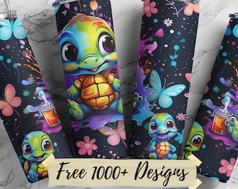 Envoltorio para vaso de tortuga bebé: Diseño delgado de sublimación de 20 oz/12 oz (descarga digital)