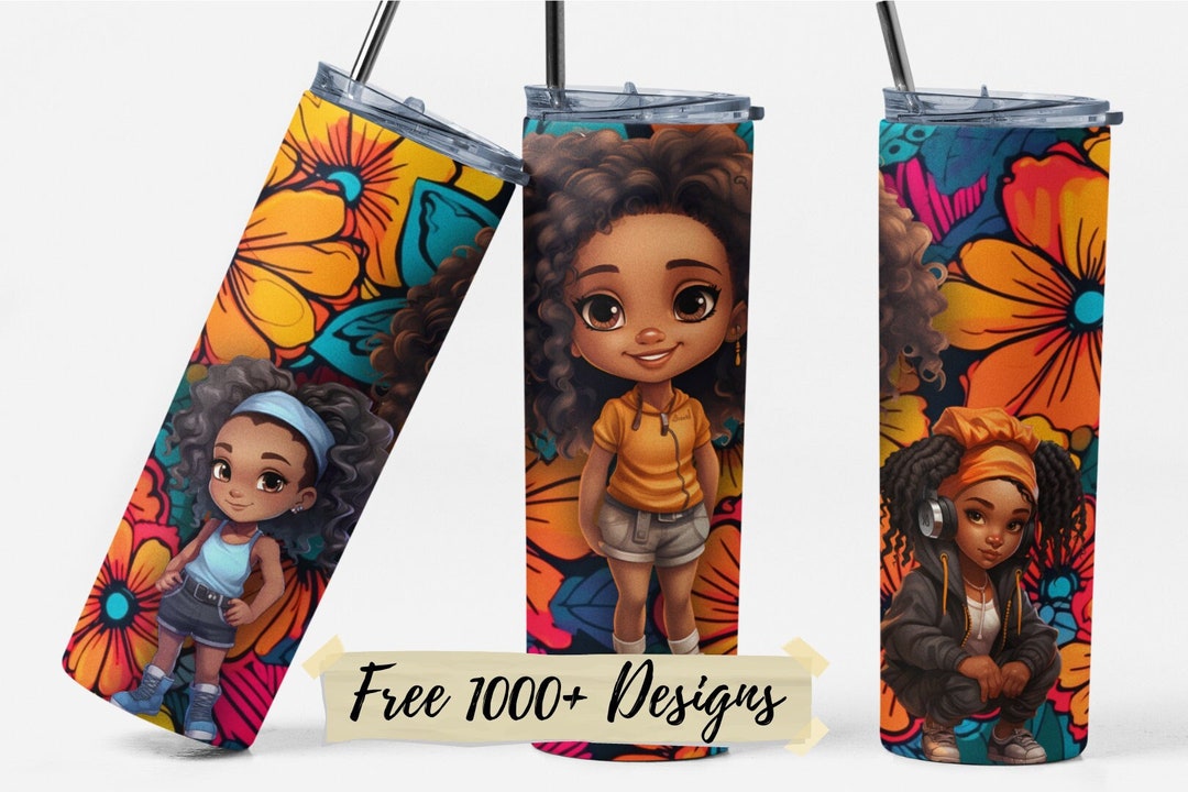 Black Women 4 in 1 Can Cooler Tumbler Afro Latina Queen DT05
