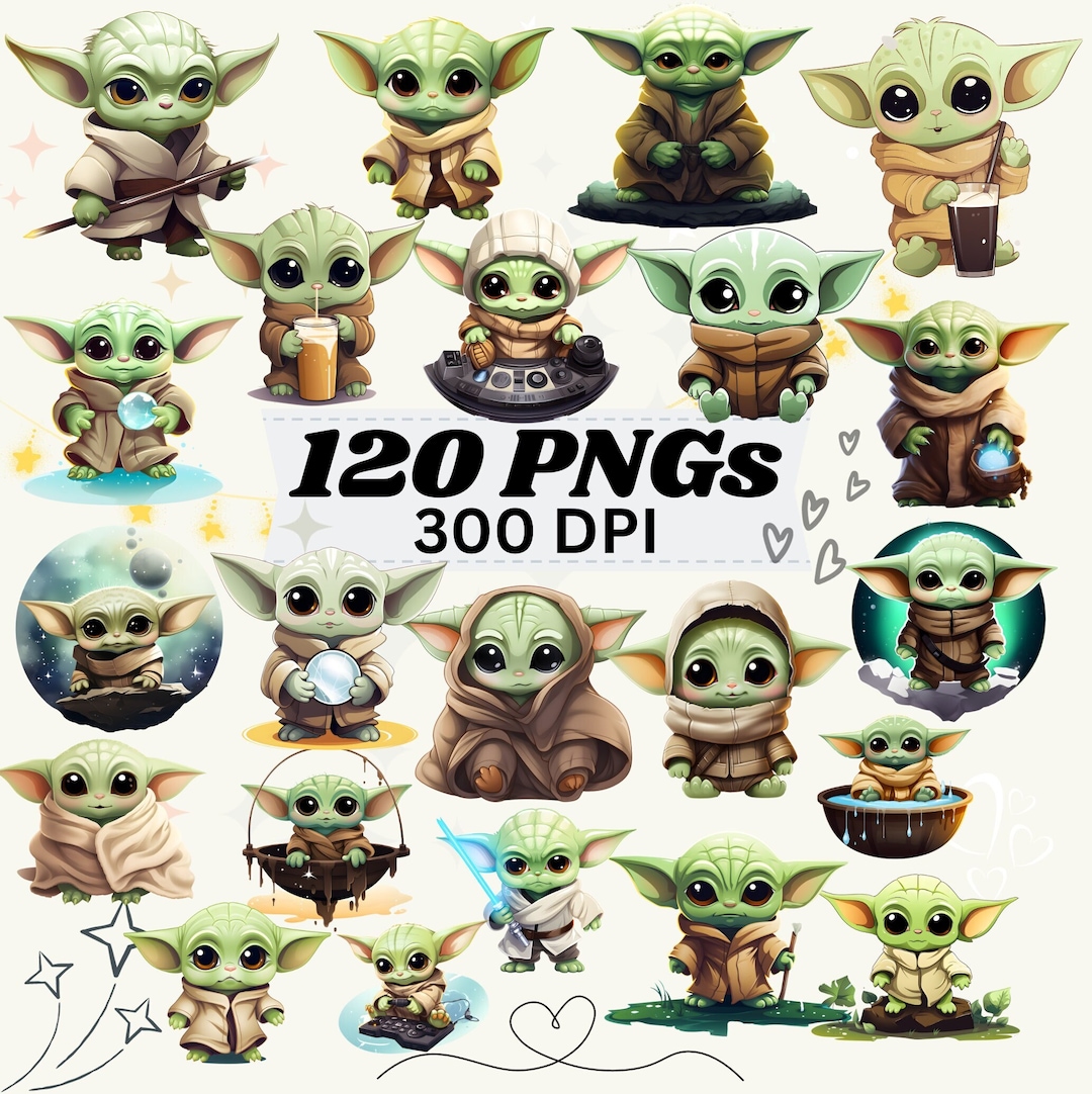 Baby Yoda Clipart PNG Bundle Sticker Sublimation Sublimate - Etsy