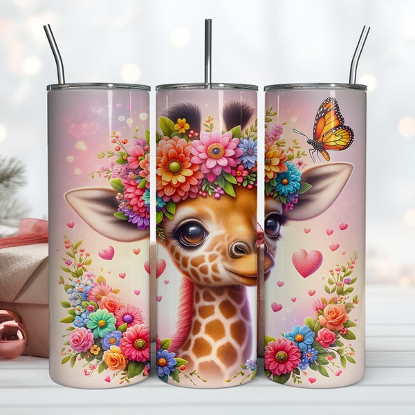 Giraffe Tumbler Wrap, 20oz, 12oz, Skinny Straight, Giraffe Sublimation, Sublimation Design, Instant Digital Download, PNG, Animal, Template