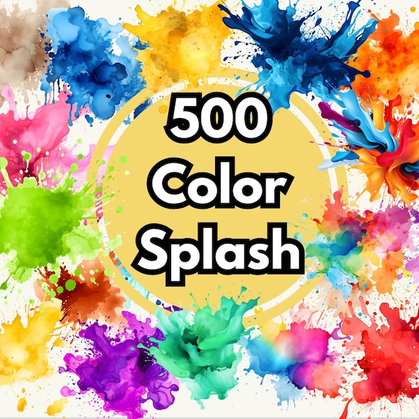Watercolor Alcohol Ink Splash Clipart Paint Splatter PNG Abstract Clip Art Color Splash Colorful Graphic Commercial Use Instant Download