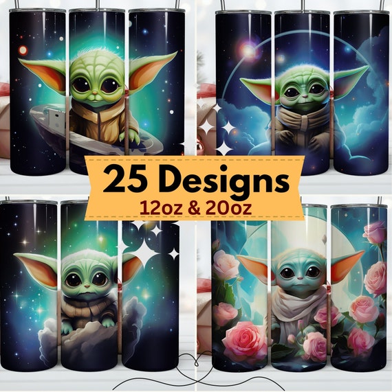 3D Baby Yoda Tumbler Wrap, 20oz/12oz Skinny Tumbler (PNG Digital Download)