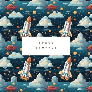 スペースシャトルのシームレスなパターン | デジタルダウンロード | ペーパークラフト | デスクトップの背景 | デジタルダウンロード JPG | ベースタイル、HD 4K 解像度