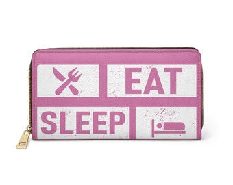 Eten, slapen, spel Herhaal Rits portemonnee (roze)