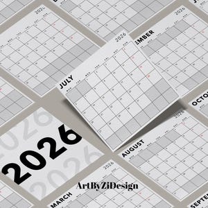 Mini calendario de escritorio 2026 de 7,6 x 7,6 cm / Calendario minimalista mensual 2026 / Descarga digital imprimible