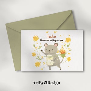 Teacher Appreciation Card | Printable Greeting Card | Thank you Teacher Card | Help Me Grow | Graduation End of School Card | Digital