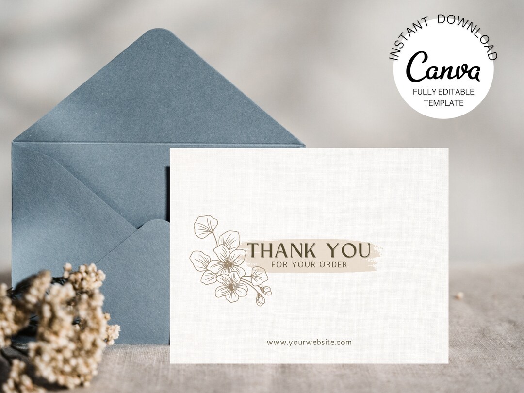 Editable Business Thank You Card Template, Printable Thanks for Your ...