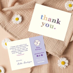Editable Business Thank You Card Template, Printable Thanks For Your Purchase Card, Small Business Package Insert, Canva Digital Download
