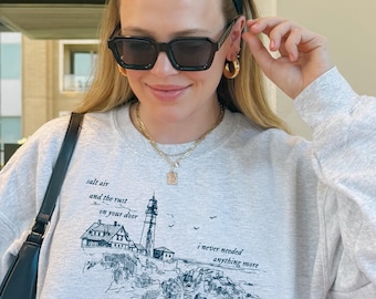 Salt Air Sweatshirt: Retro Coastal Graphic Crewneck - Music Lover Gift
