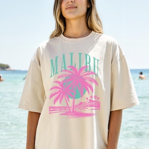 Malibu Comfort Colors® Shirt, Trendy Summer Tee, California Beach T-Shirt, Cute Summer Outfit, Gift For Her, Travel Looks, Vintage Style Tee