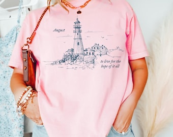 August Lyrics Coastal Summer Graphic Tee:  Music Lover Gift