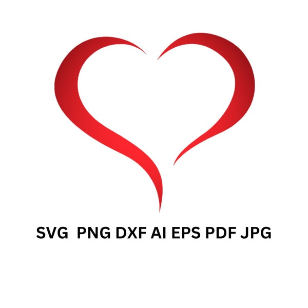 Offenes Herz SVG für Cricut Rotes offenes Herz Sofort-Downloads in 1-Svg 1- PNG 1- EPS 1- Dxf 1- Ai 1- Pdf 1- Jpg Digitaler Download in hoher Qualität